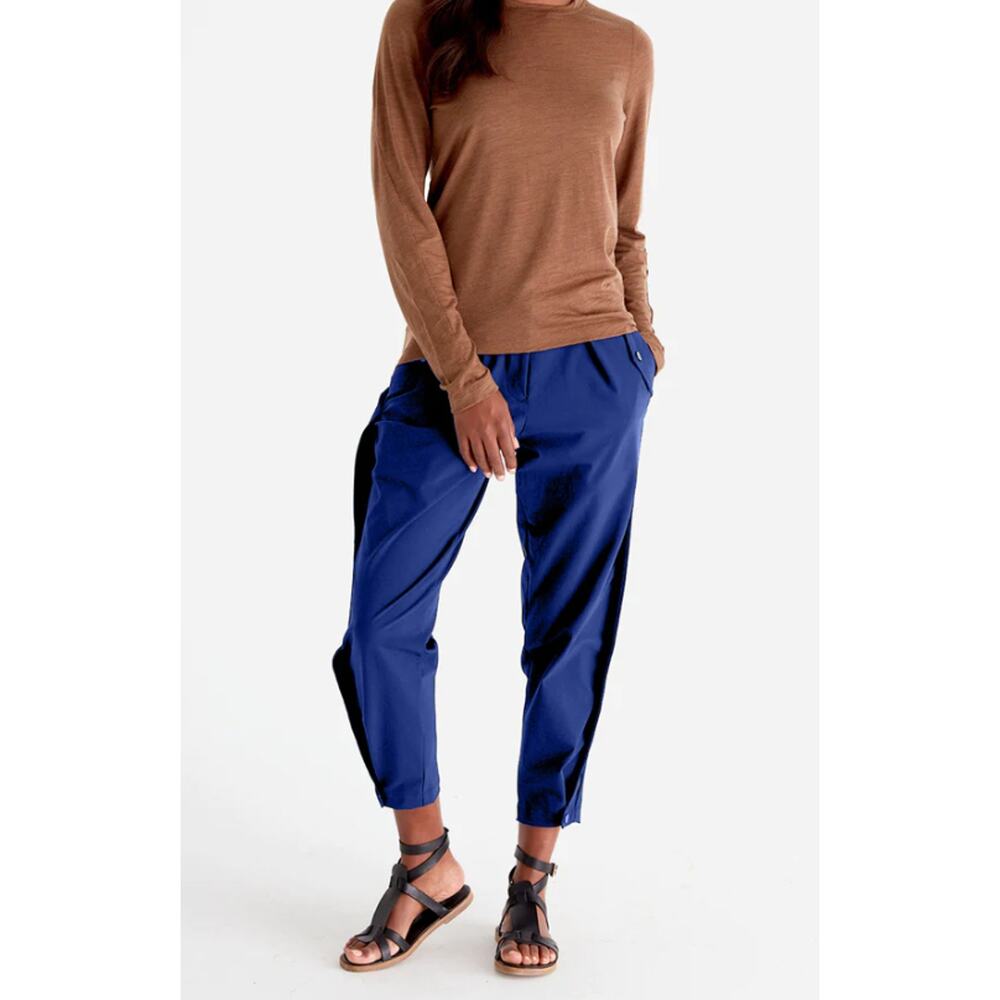 Tech Travel Pants Paskho Sanctuary Cropped Pleated Stretch Womens XL Blue NEW